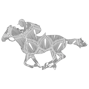 Página para Colorir Mandala de um Cavalo de Corrida