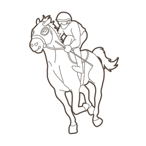 Página para Colorir Cavalo de Corrida na Pista