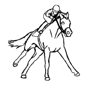 Página para Colorir Corrida de Cavalos Galopando