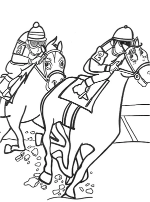 Página para Colorir Cavalo de Corrida Esportivo