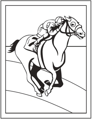 Página para Colorir Corrida de Cavalos Simples