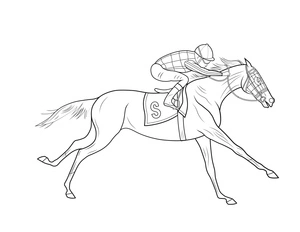 Página para Colorir Garanhão de Corrida Habilidoso