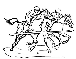 Página para Colorir Dois Cavalos de Corrida
