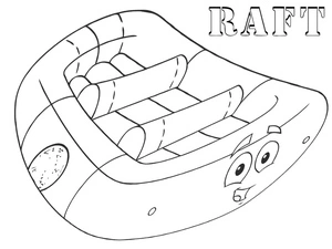 Página para Colorir Página para Colorir Balsa de Vida de Desenho Animado