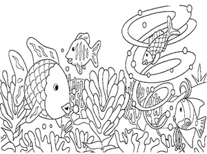 Página para Colorir Peixinhos Arco-Íris Simples