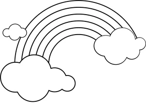 Arco-íris com três nuvens, fácil página para colorir de arco-íris, impressão gratuita