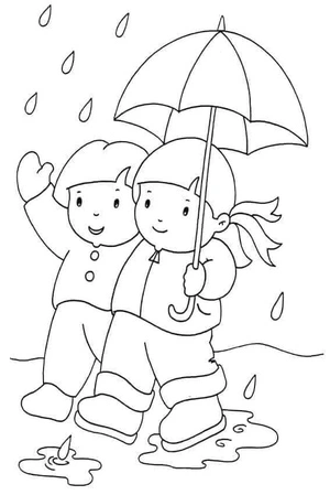 Página para Colorir Um Casal Apaixonado - A Chuva Não Vai Parar Eles
