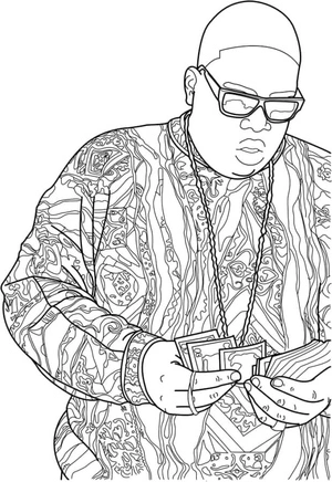 Página para Colorir Biggie Conta Dinheiro