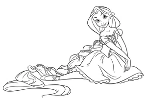 Página para Colorir Princesa Encantadora Rapunzel
