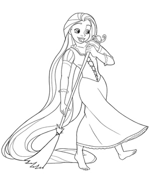 Página para colorir imprimível da adorável princesa Rapunzel
