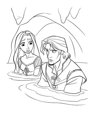 Rapunzel e Flynn para colorir