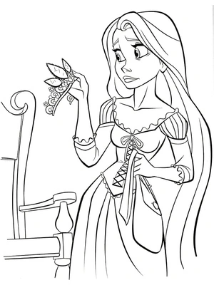Página para Colorir Rapunzel usando uma coroa