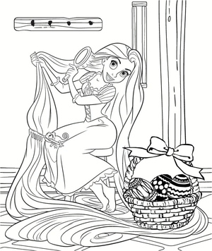 Rapunzel com sua cesta de Páscoa