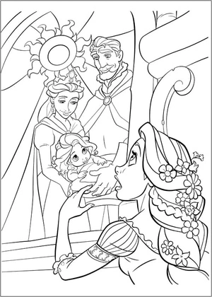 Página para Colorir A Família Real da Princesa Rapunzel