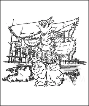 Página para Colorir Ongis e Little Noi do filme Raya e o Último Dragão