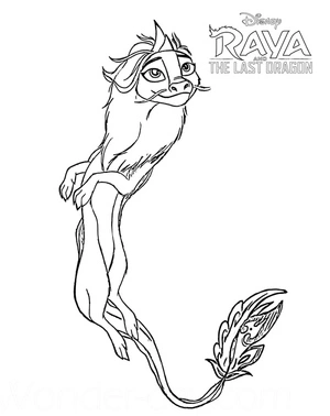 Página para Colorir A Última Aventura do Dragão com Raya