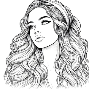 Página para Colorir Página de Colorir de Garota Realista Grátis