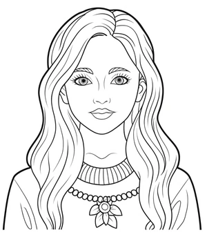 Página para Colorir Rosto de Menina em Estilo Realista