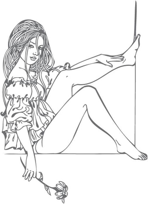 Garota com Flor em Estilo Realista