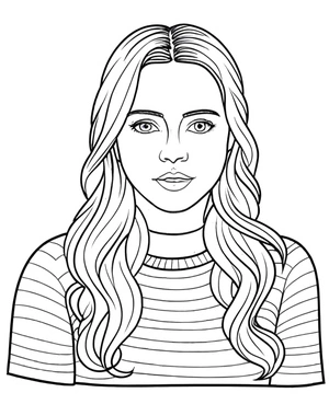 Página para Colorir Retrato de uma Garota Realista