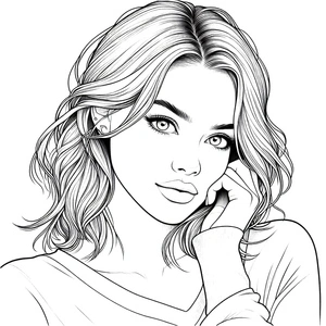 Página para Colorir Página de Colorir de Menina Realista