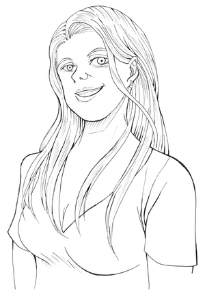 Página para Colorir Garota Sorridente Realista