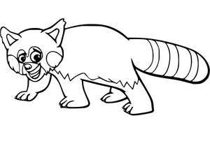 Página para Colorir Um Panda Vermelho Brincalhão