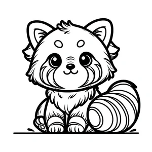 Página para Colorir Adorável Bebê Panda Vermelho