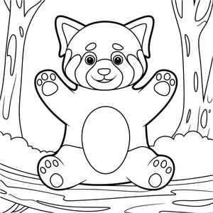 Página para Colorir Um Adorável Panda Vermelho