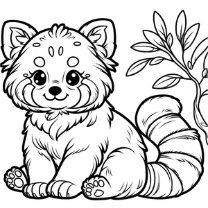 Página para Colorir Panda Vermelho Encantador