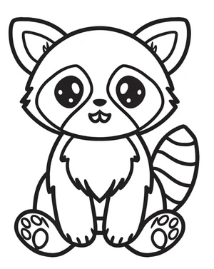 Página para Colorir Fofo Pequeno Panda Vermelho