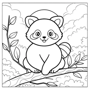 Página para Colorir Panda Vermelho Fofo - não deve ser chamado de Panda Vermelho Adorável