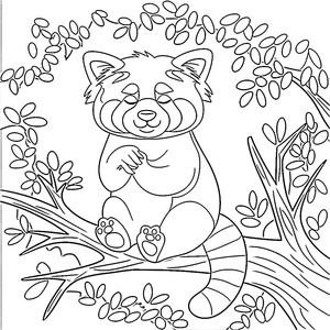 Página para Colorir Panda Vermelho Feliz