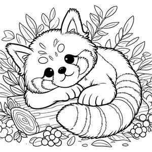 Página para Colorir Encantador Panda Vermelho