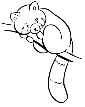 Página para Colorir Imprimir página para colorir com desenho fofo de Panda Vermelho