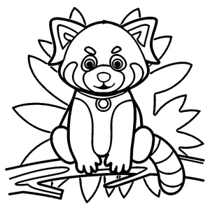 Página para Colorir Panda Vermelho Empoleirado em um Galho de Árvore