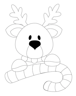 Página para Colorir Página para Colorir de Rena com Bengala Doce