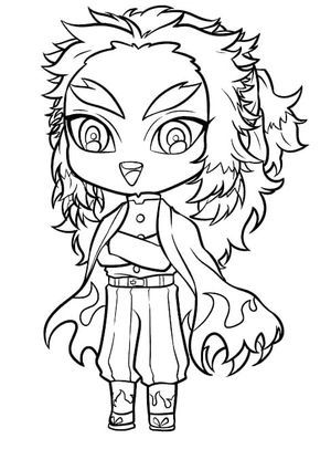Página para Colorir Adorável Chibi Kyojuro Rengoku