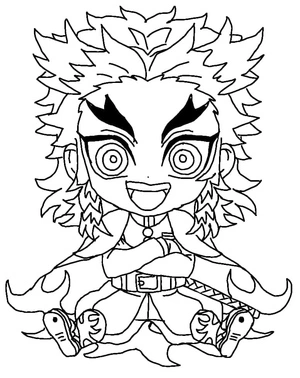 Página para Colorir Adorável Rengoku Kyojuro