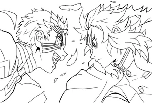Página para Colorir Akaza versus Kyojuro Rengoku