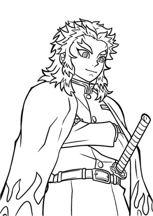 Página para Colorir Incrível Kyojuro Rengoku
