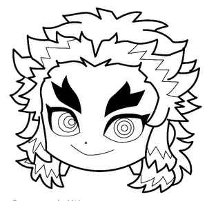 Página para Colorir Rosto Chibi de Rengoku Kyojuro