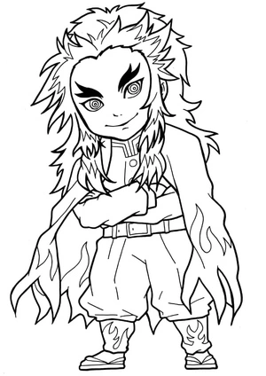 Página para Colorir Chibi Kyojuro Rengoku