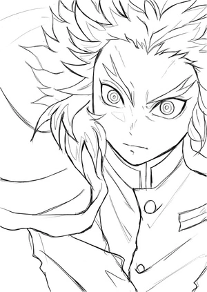 Página para Colorir Rengoku Kyojuro Feroz
