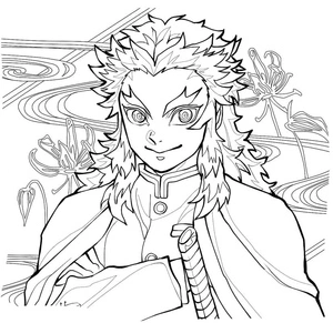 Página para Colorir Feliz Rengoku Kyojuro