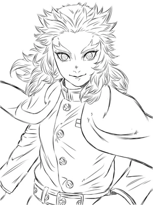 Página para Colorir Incrível Rengoku Kyojuro
