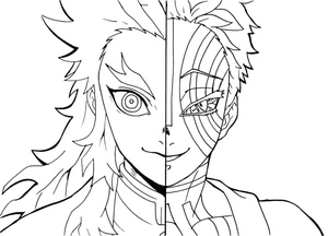Página para Colorir Kyojuro Rengoku e Akaza - página para colorir dupla