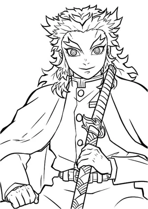 Página para Colorir Página para Colorir Kyojuro Rengoku