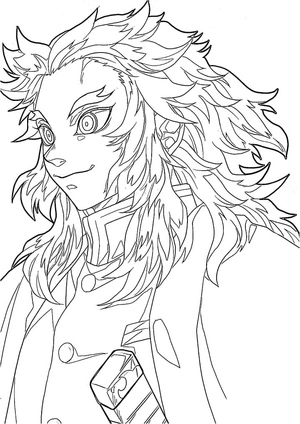 Página para Colorir Kyojuro Rengoku de Demon Slayer
