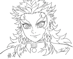 Página para Colorir Kyojuro Rengoku é Incrível